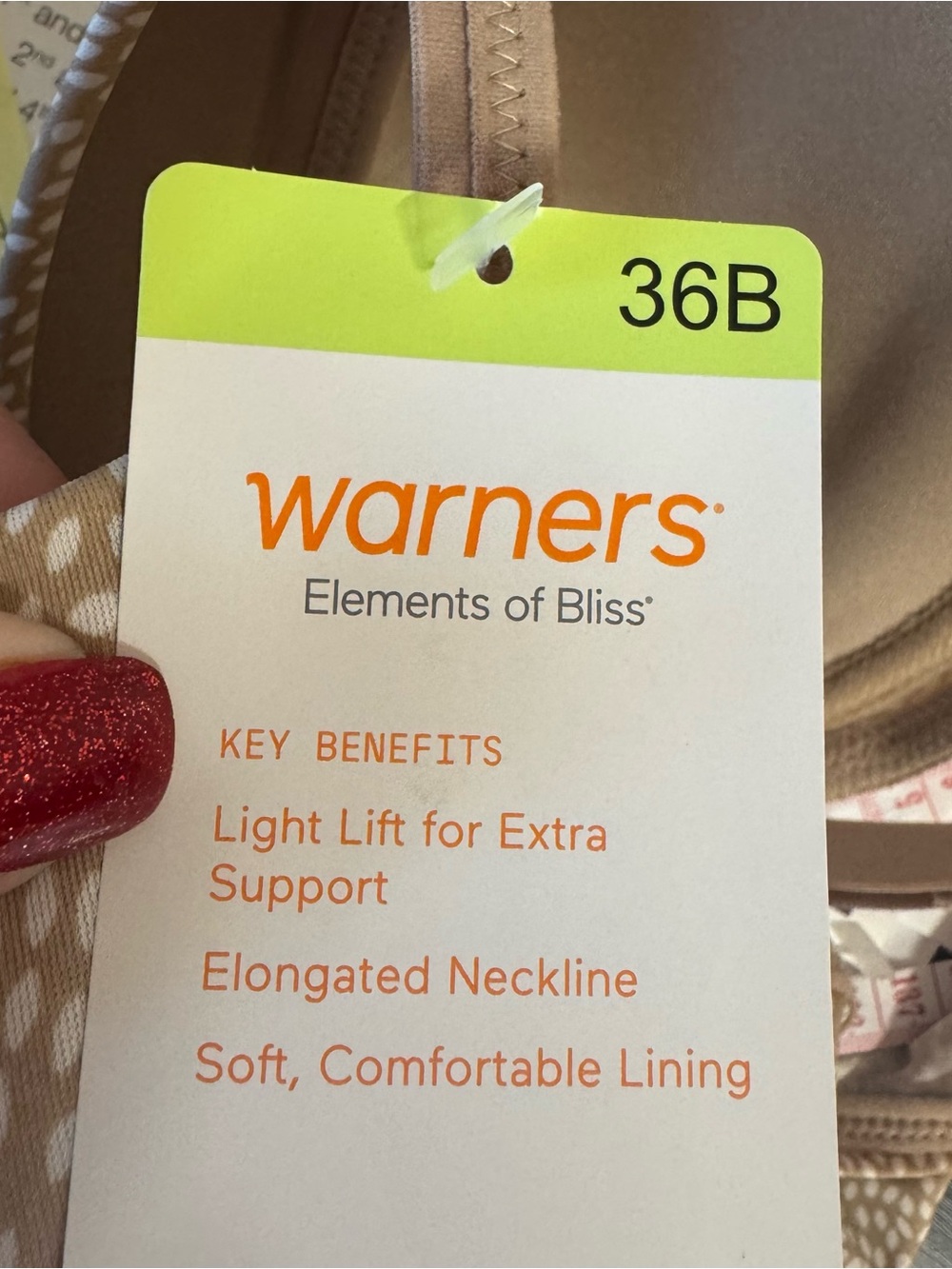 NWT  Warner's Neutral Beige Printed *ELEMENTS of BLISS* T-Shirt Bra  36B  #2 - Picture 9 of 10